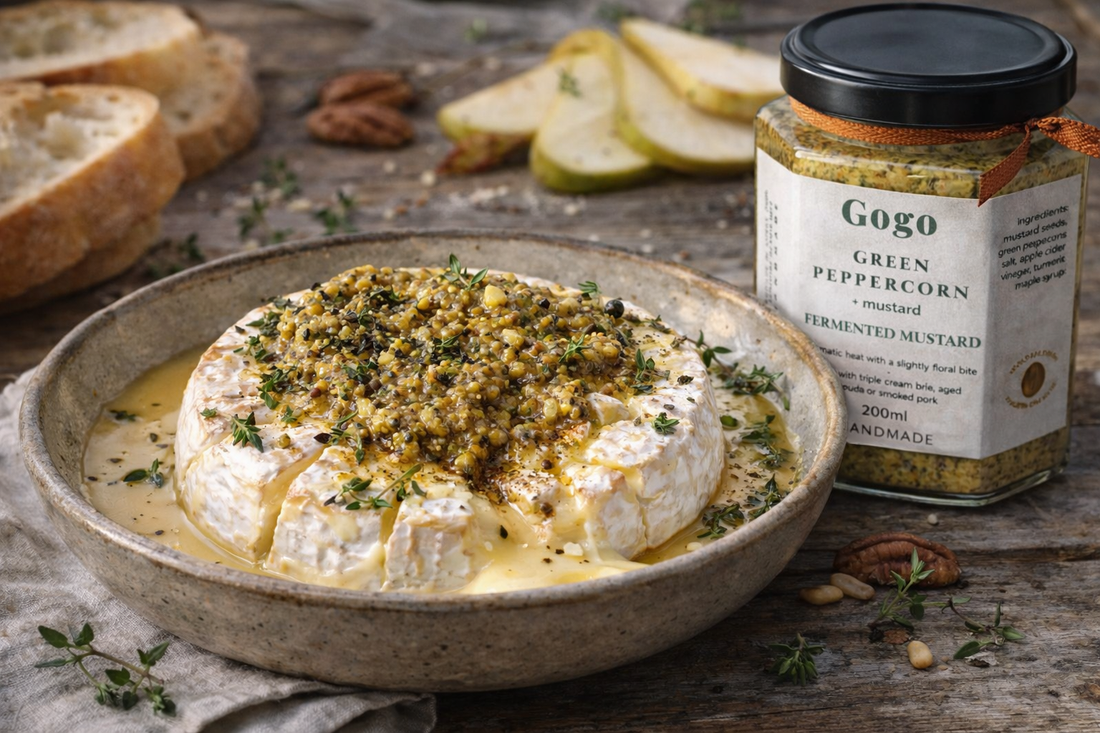 Recipe: Baked Camembert with Magogo Green Peppercorn Mustard