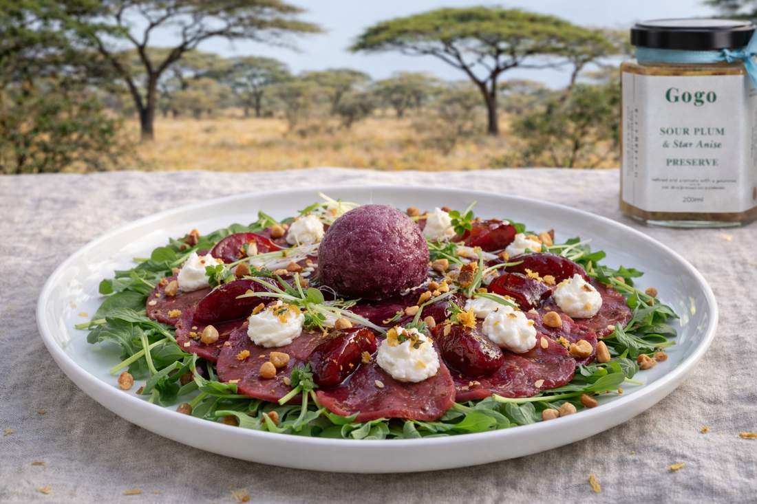 Recipe: Springbok Carpaccio with Sour Plum, Feta & Hazelnut